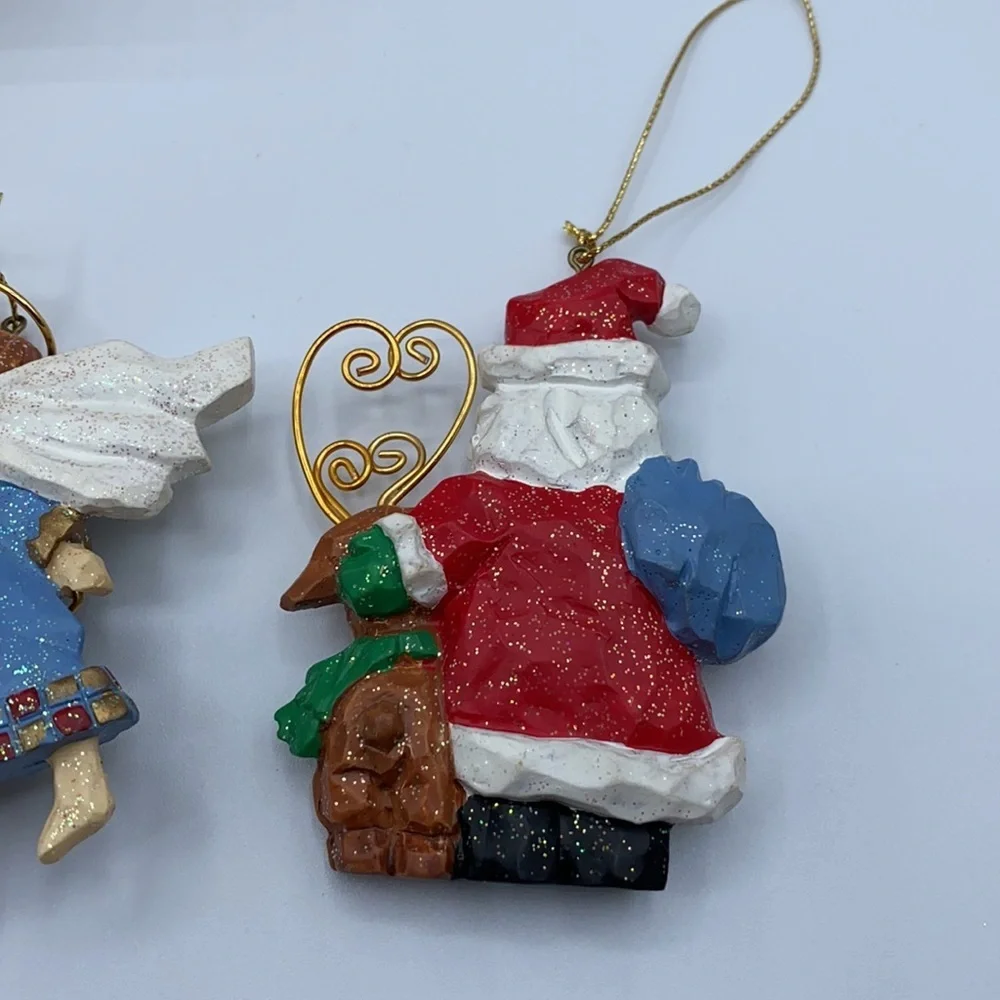 Avon 1998 Folkart Sparkle Ornament Set of 3 Christmas